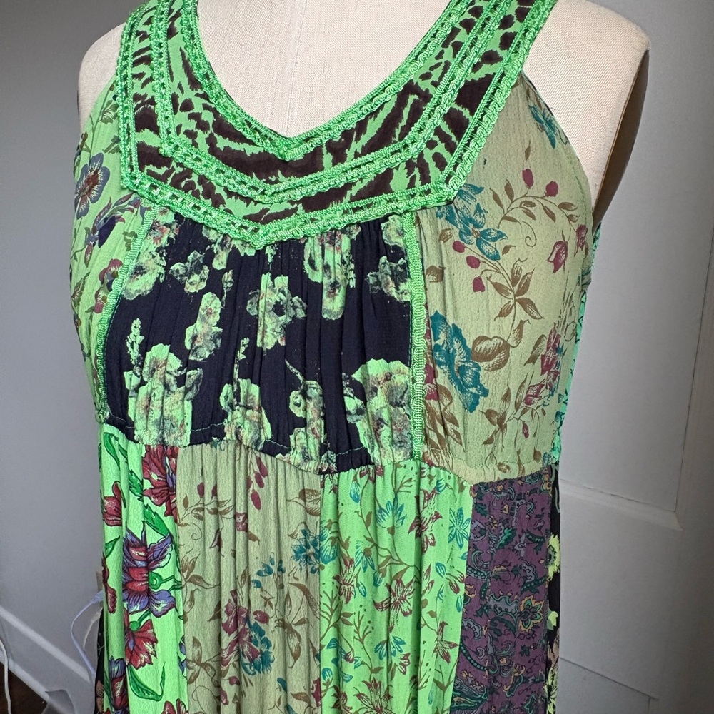 Green Boho Patchwork Maxi Dress - image 8